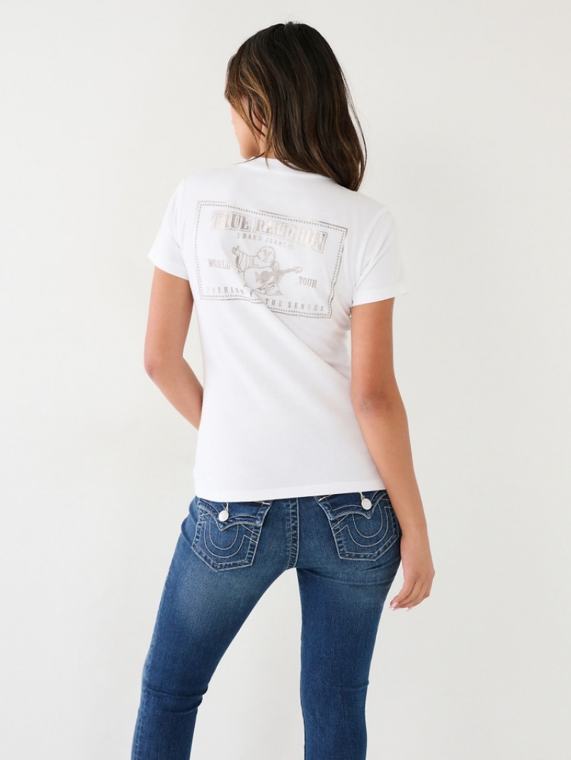 T Shirts True Religion Studded Logo Femme Bleu Marine | GHG-34872519