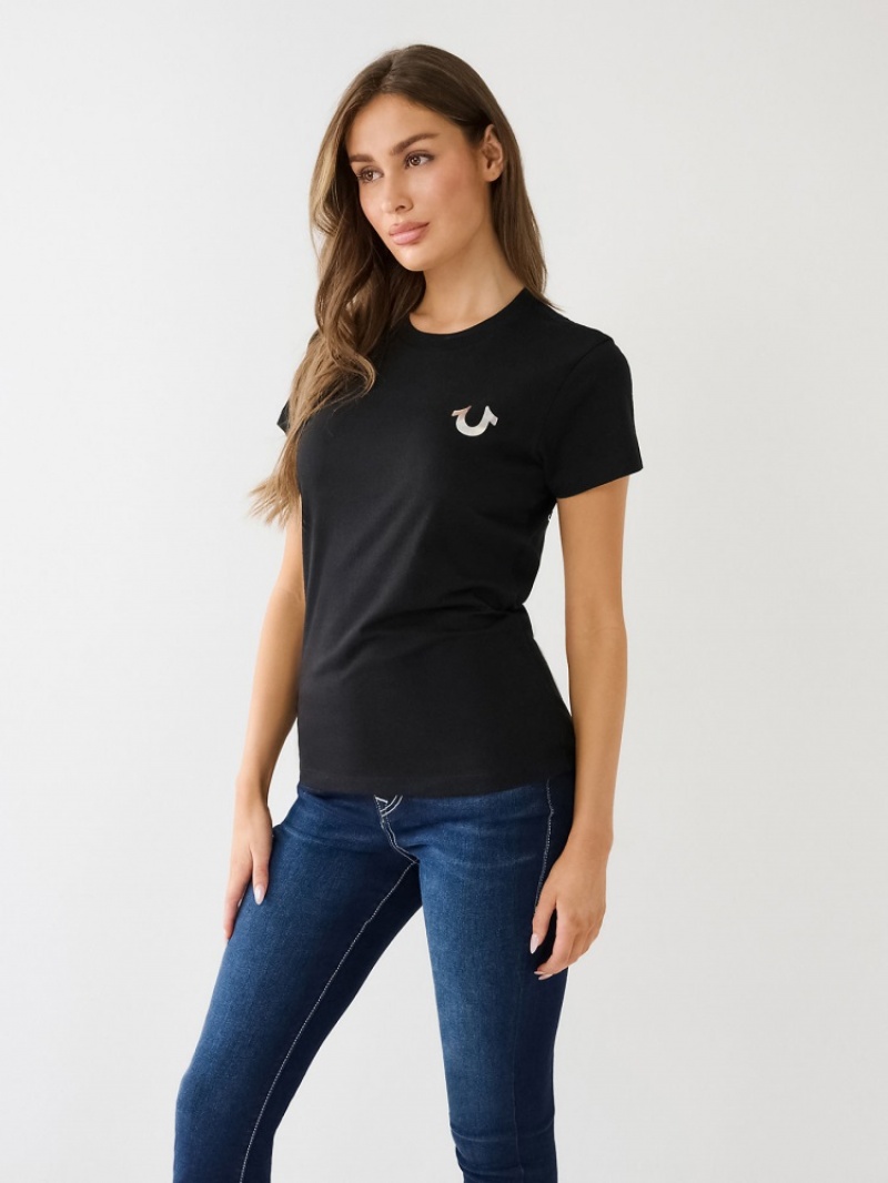 T Shirts True Religion Studded Logo Femme Bleu | BJX-72781458