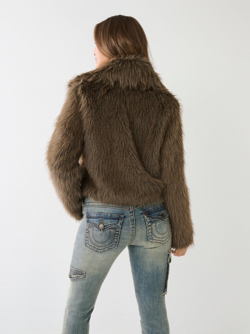 Manteaux True Religion Faux Fur Corta Femme Bleu | VBX-66882494