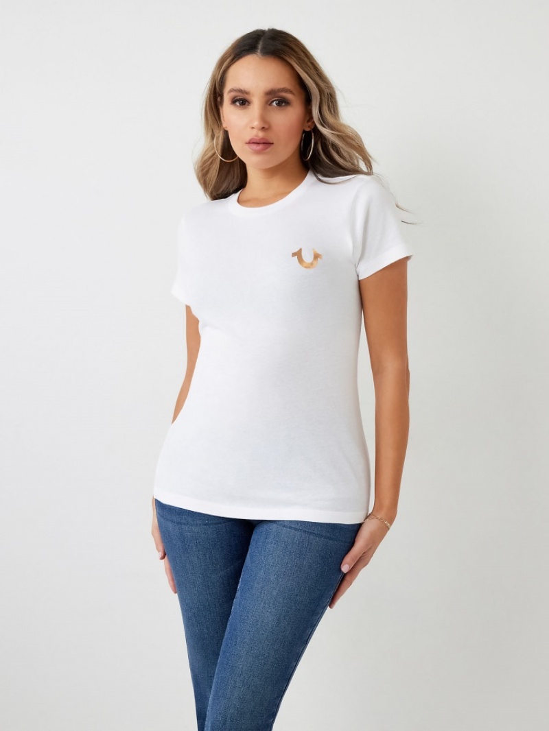 T Shirts True Religion Stud Location Graphique Femme Jaune | CEJ-09705764