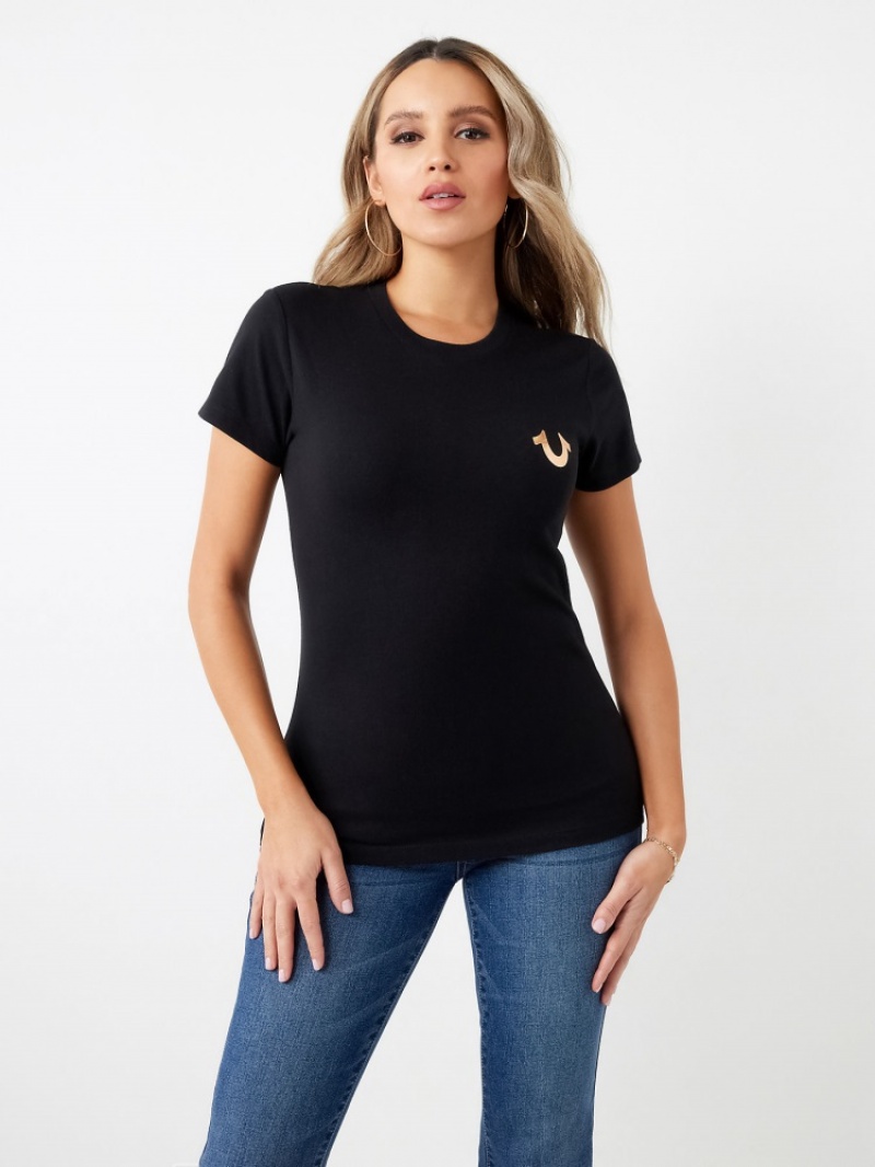 T Shirts True Religion Stud Location Graphique Femme Blanche Noir | ERE-67473931