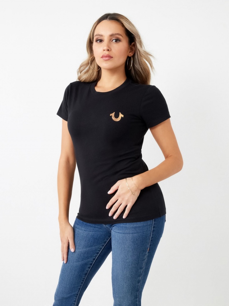 T Shirts True Religion Stud Location Graphique Femme Blanche Noir | ERE-67473931