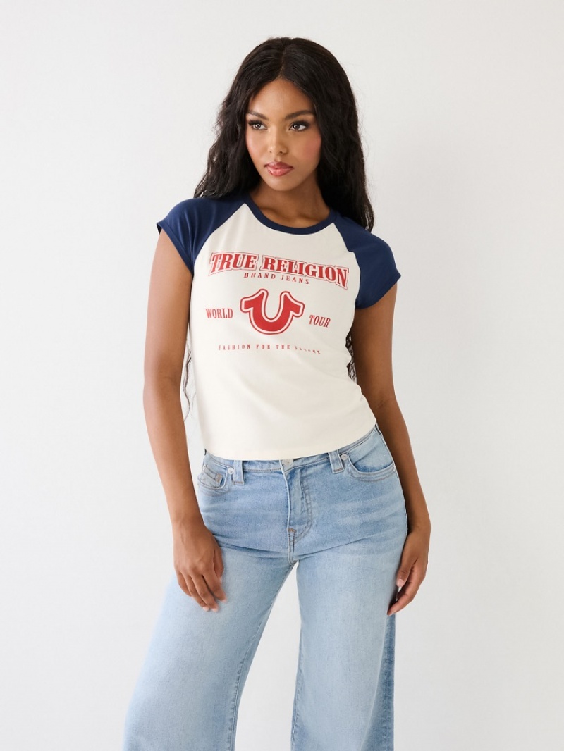 T Shirts True Religion Raglan Baby Femme Bleu | BPK-79583508