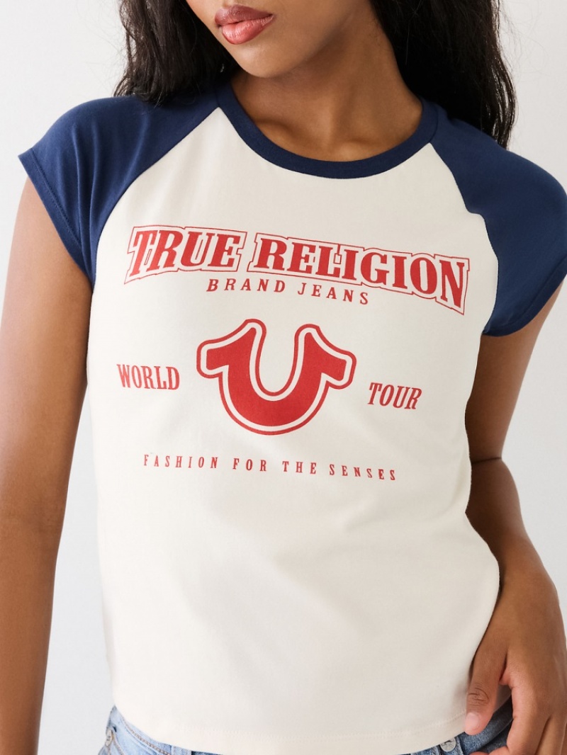 T Shirts True Religion Raglan Baby Femme Bleu | BPK-79583508