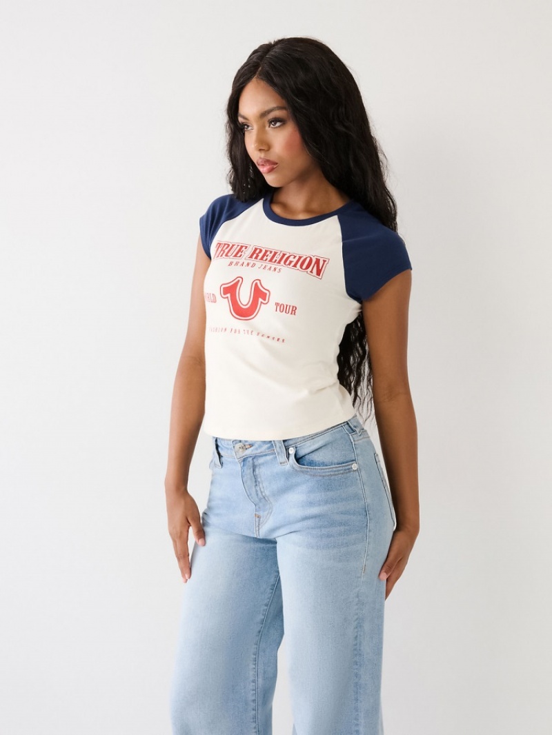 T Shirts True Religion Raglan Baby Femme Bleu | BPK-79583508