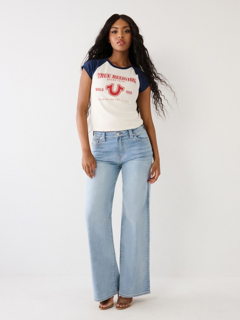 T Shirts True Religion Raglan Baby Femme Bleu | BPK-79583508