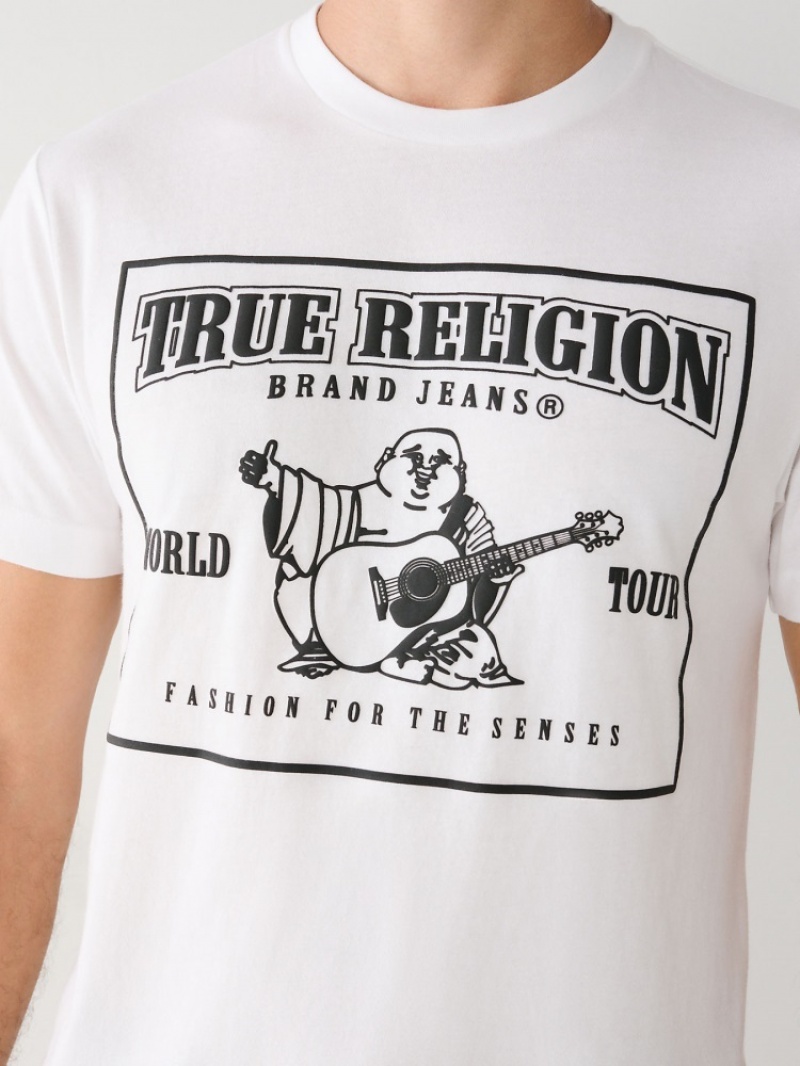 T Shirts True Religion Buddha Logo Homme Bleu Orange | WPB-32137142