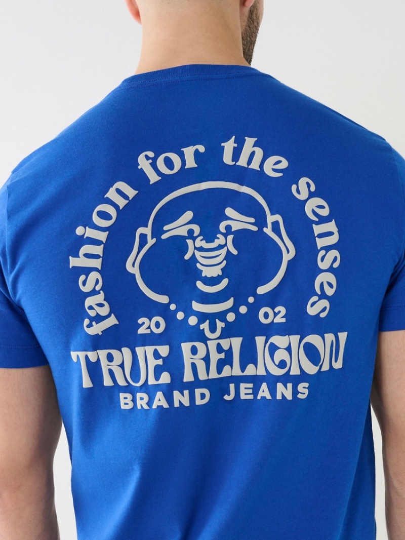 T Shirts True Religion Buddha Logo Homme Bleu Marine | BSD-02254727