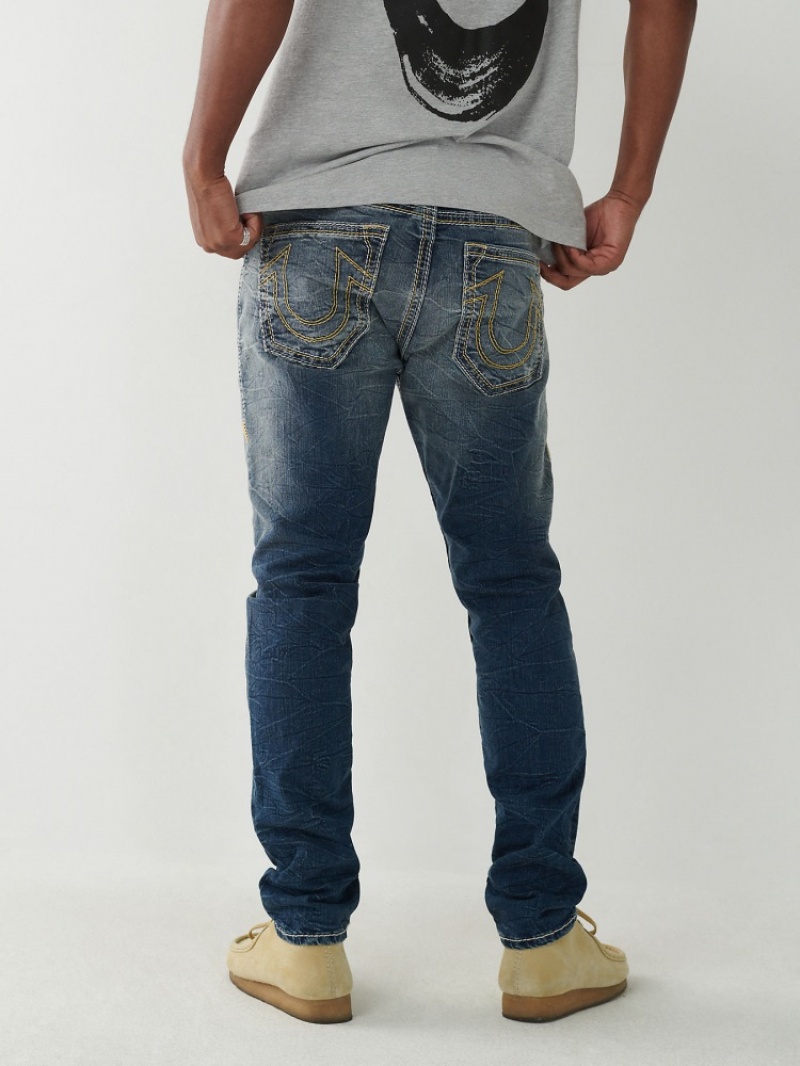 Big T & Super T Stitch True Religion Rocco Super Q Mince Jean Homme Bleu Orange | JFY-26662496