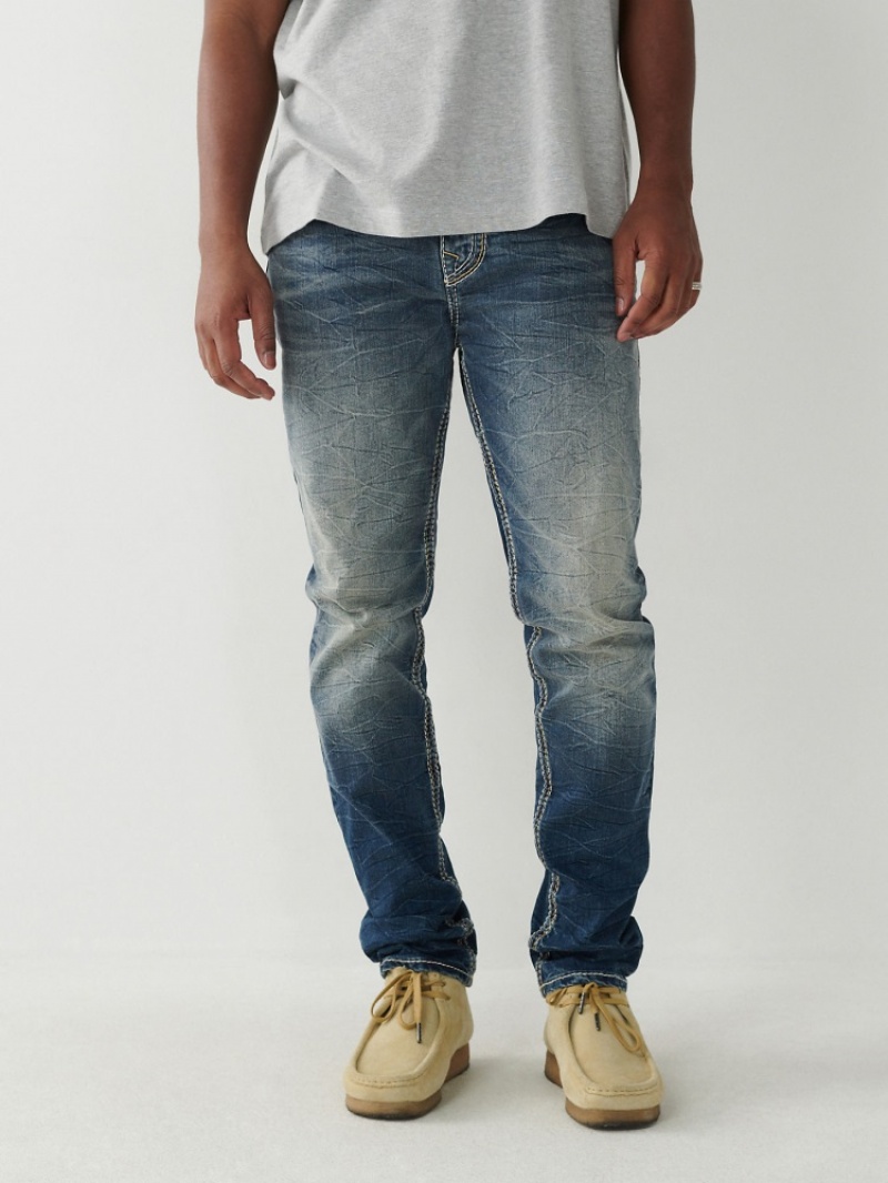 Big T & Super T Stitch True Religion Rocco Super Q Mince Jean Homme Bleu Orange | JFY-26662496