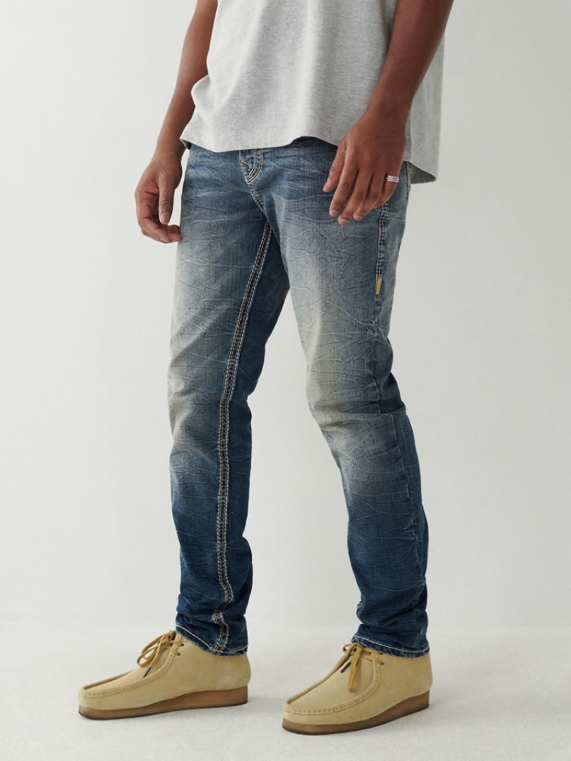 Big T & Super T Stitch True Religion Rocco Super Q Mince Jean Homme Bleu Orange | JFY-26662496