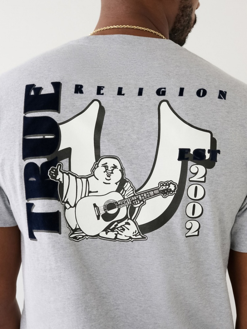 T Shirts True Religion Buddha Logo Homme Blanche Bleu Marine | UKW-98867542