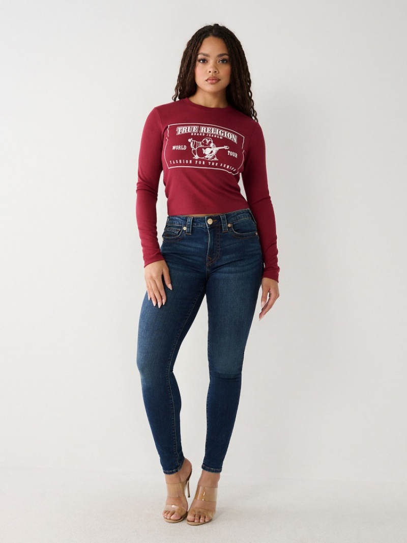 Chemise à Manches Longues True Religion Logo Baby Femme Bleu Marine | MLJ-91514278