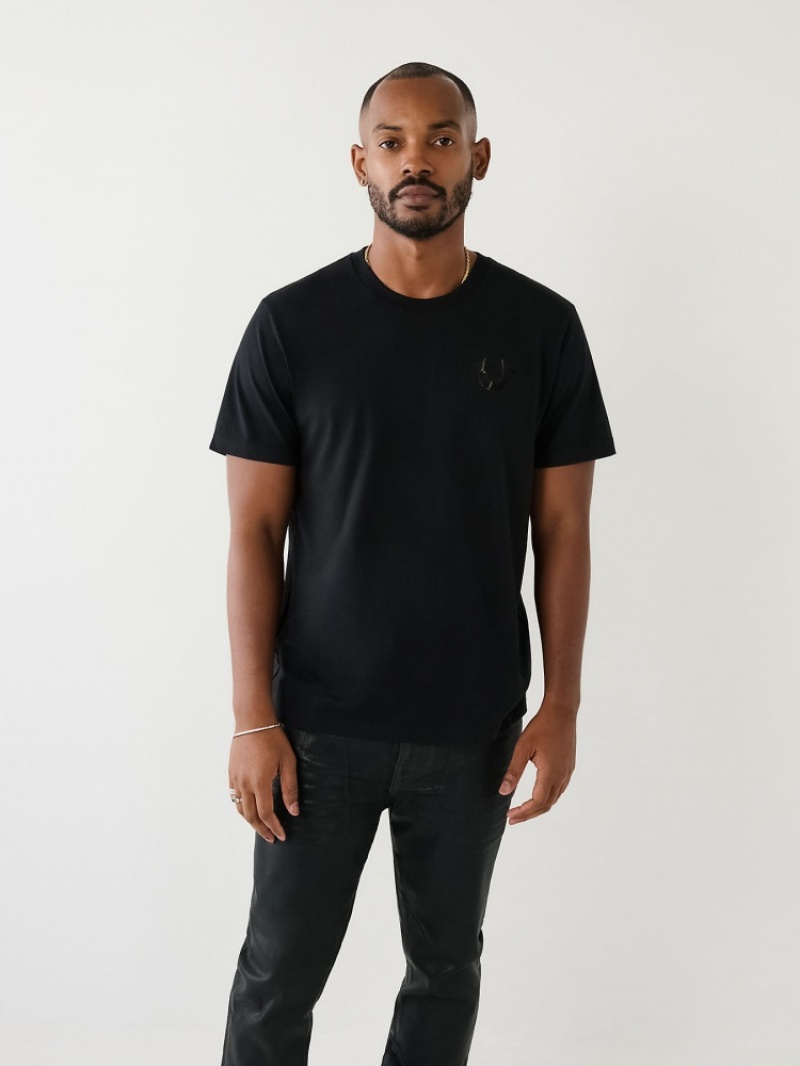 T Shirts True Religion Buddha Logo Homme Noir | AUQ-05937070