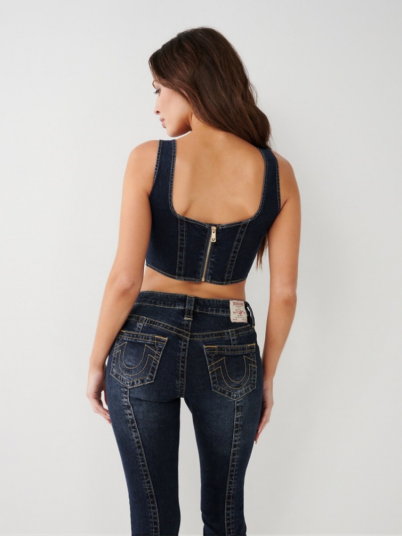 Hauts True Religion Denim Corset Femme Noir | LLA-71167799