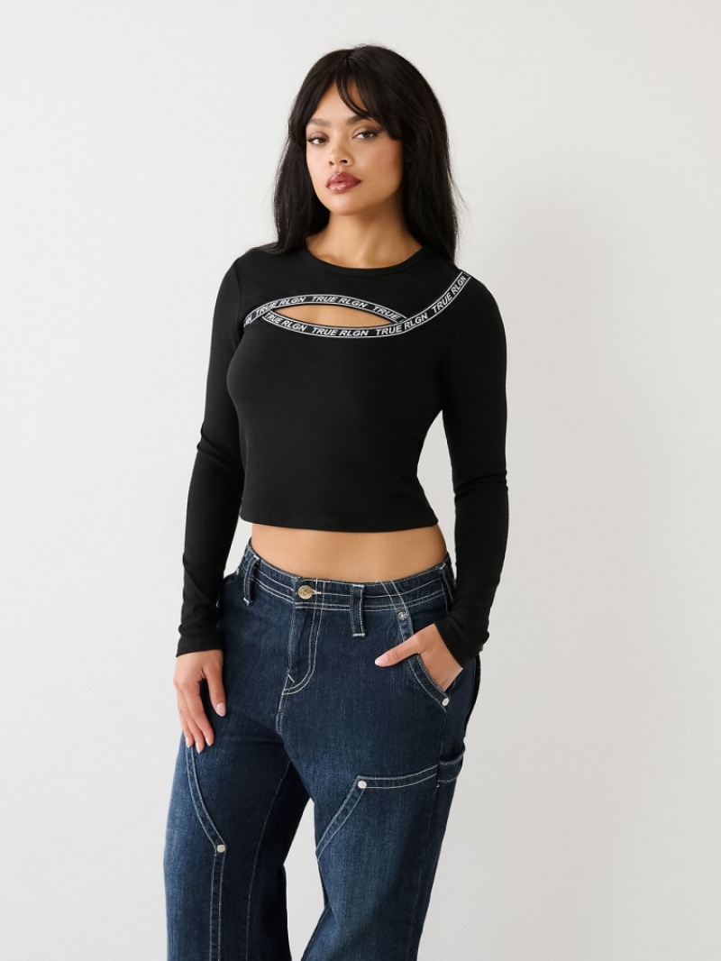 Hauts True Religion Cut Out Logo Femme Bleu | PSH-06450314