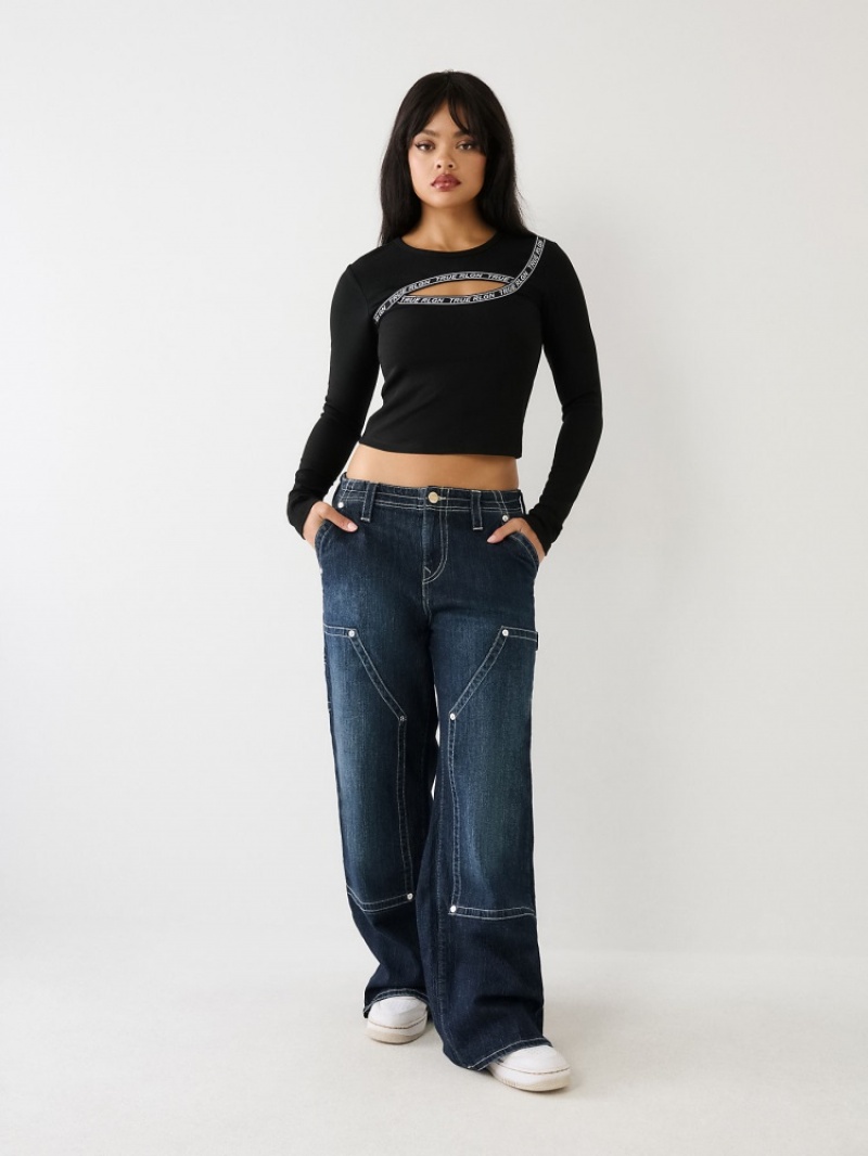 Hauts True Religion Cut Out Logo Femme Bleu | PSH-06450314