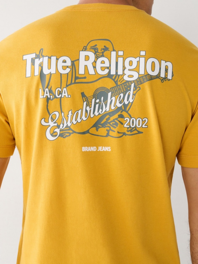 T Shirts True Religion Buddha Logo Homme Bleu | AHV-11284918