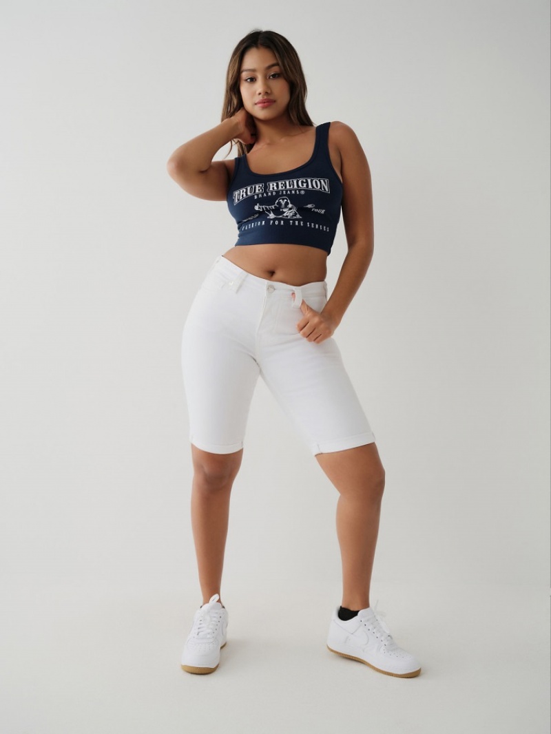 Debardeur True Religion Logo Crop Femme Kaki | QWT-12711760