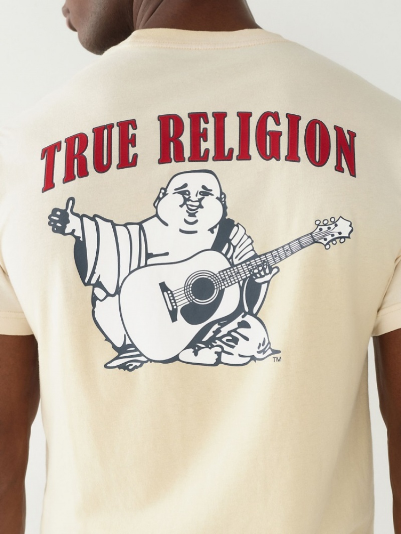 T Shirts True Religion Buddha Logo Homme Bleu Orange | HZT-42673436