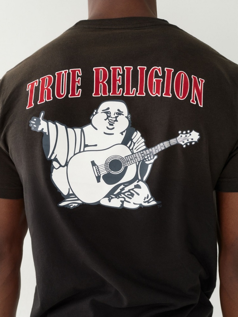 T Shirts True Religion Buddha Logo Homme Noir Jaune | NHG-67313607