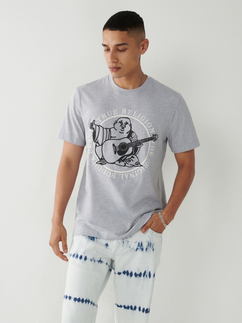 T Shirts True Religion Buddha Logo Homme Bleu | EIG-43049476