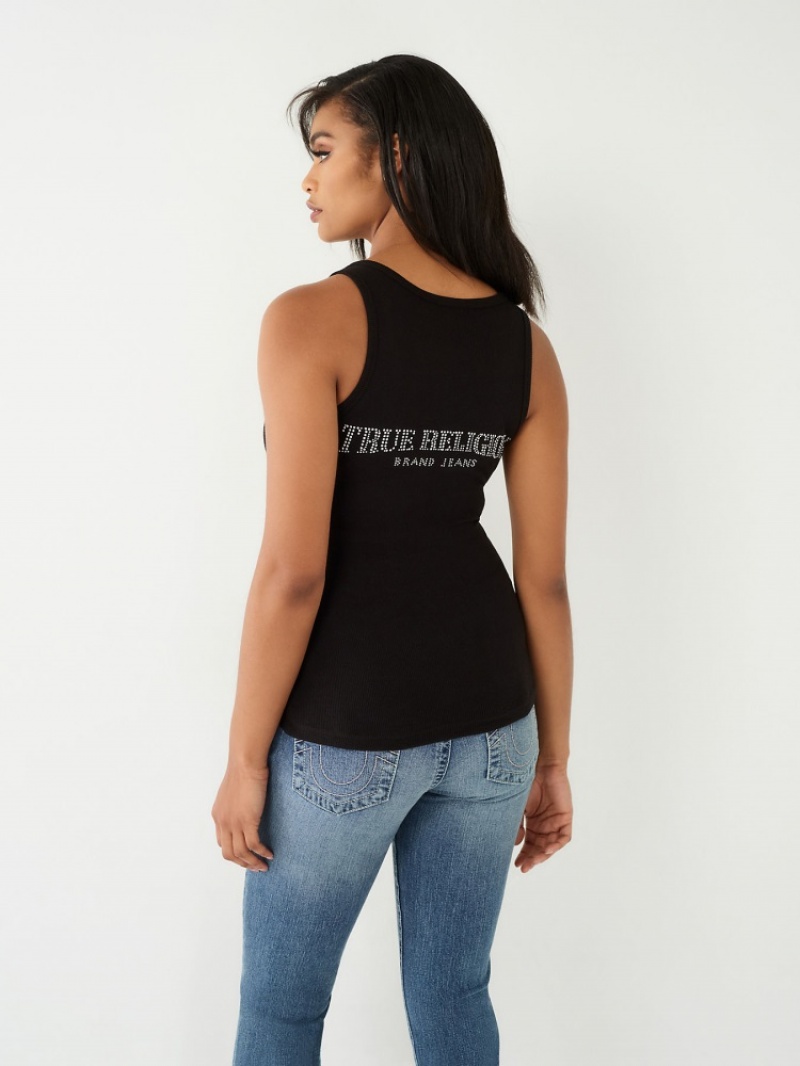 Debardeur True Religion Dentelle Up Studded Logo Femme Noir | MPN-14511436