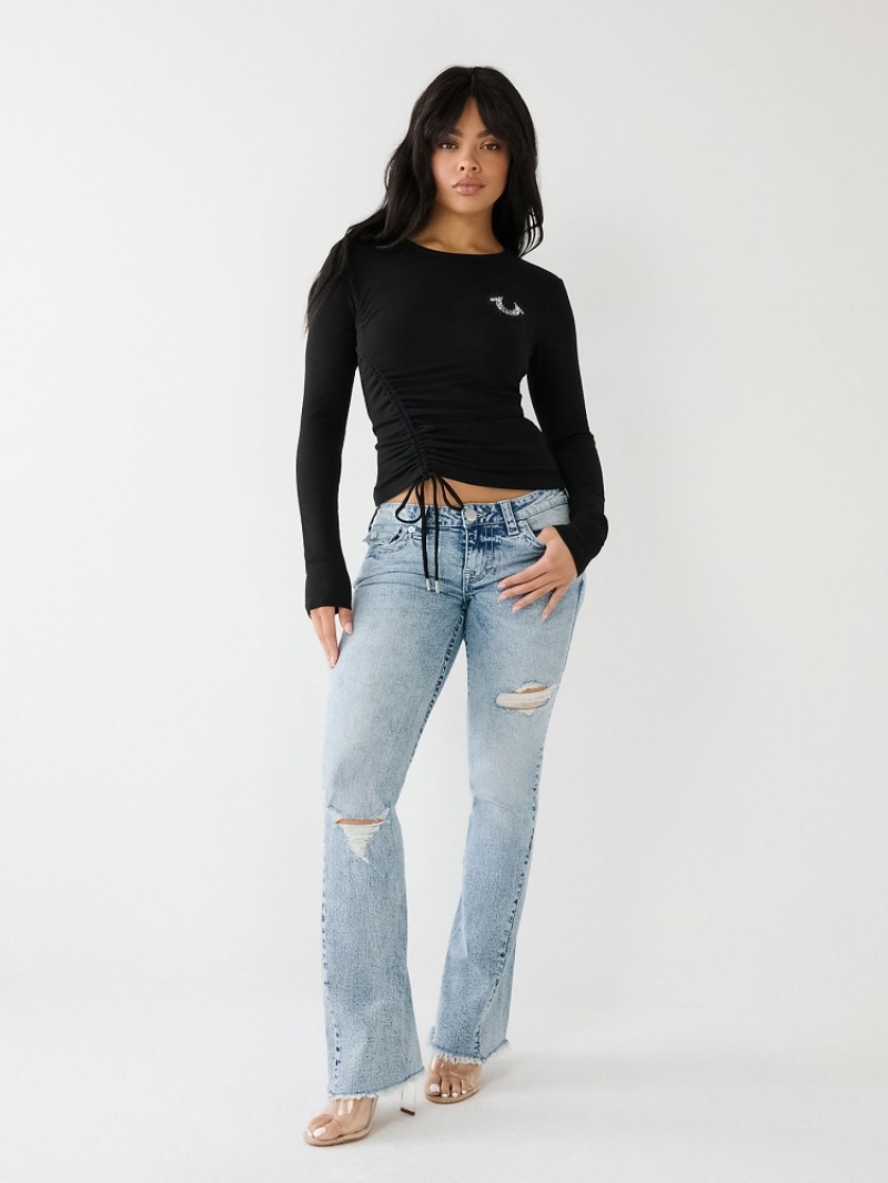 T Shirts True Religion Hs Stacked Ls Baby Femme Noir | SDU-37522519