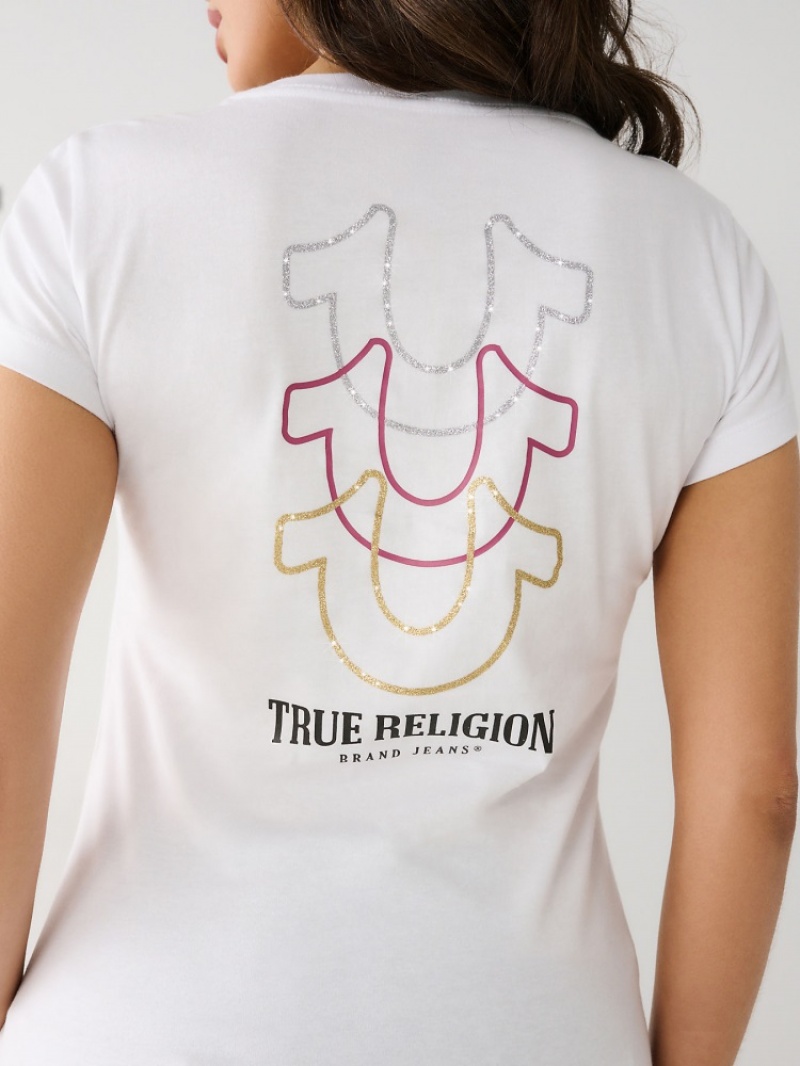 T Shirts True Religion Horseshoe Logo V Femme Bleu Marine | MOY-09533568