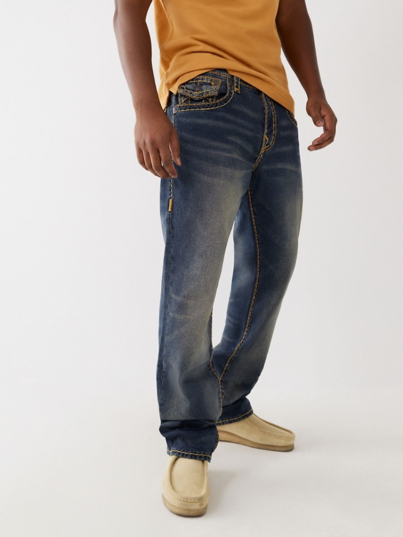 Big T & Super T Stitch True Religion Ricky Super T Stitch Droit Jean Homme Bleu Marine | BZO-76327332