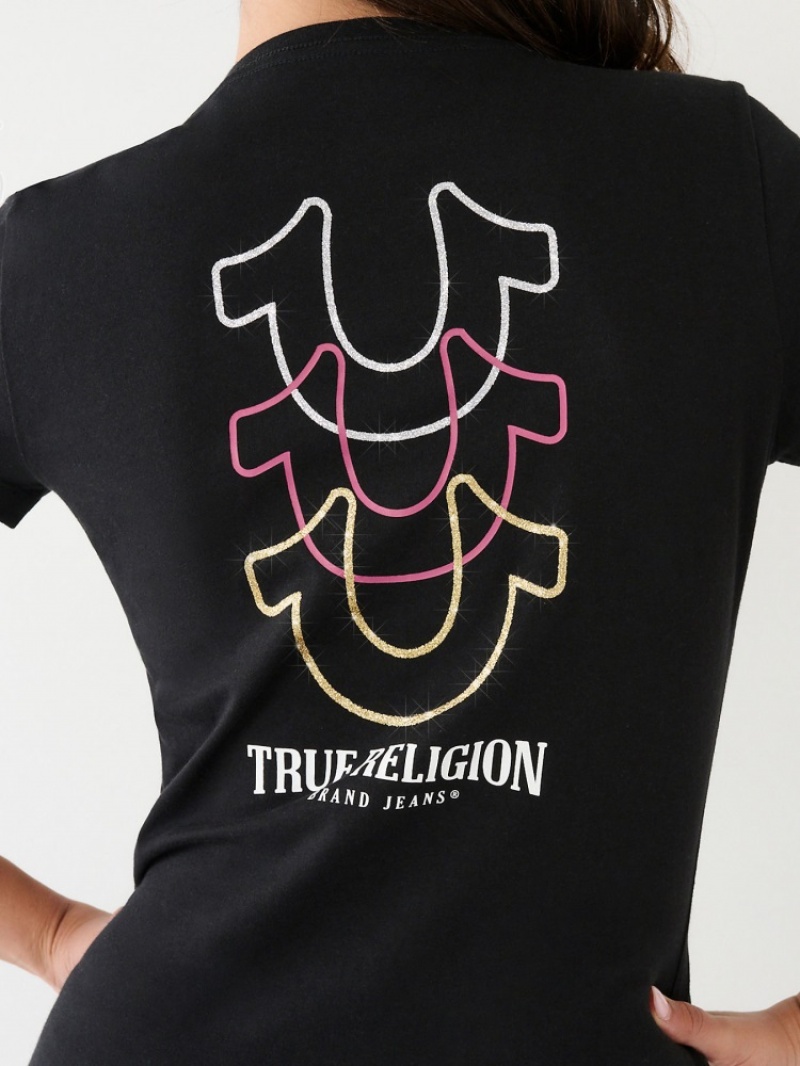 T Shirts True Religion Horseshoe Logo V Femme Bleu | DLG-30275295