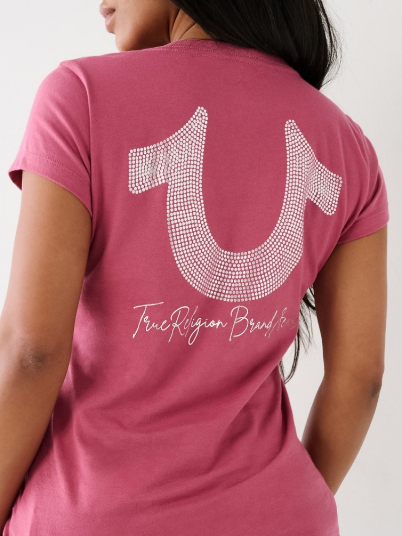 T Shirts True Religion Horseshoe Logo V Femme Beige | IAY-09123688