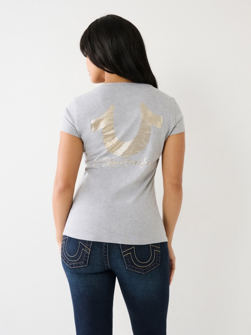 T Shirts True Religion Horseshoe Logo V Femme Jaune | AZY-32820599