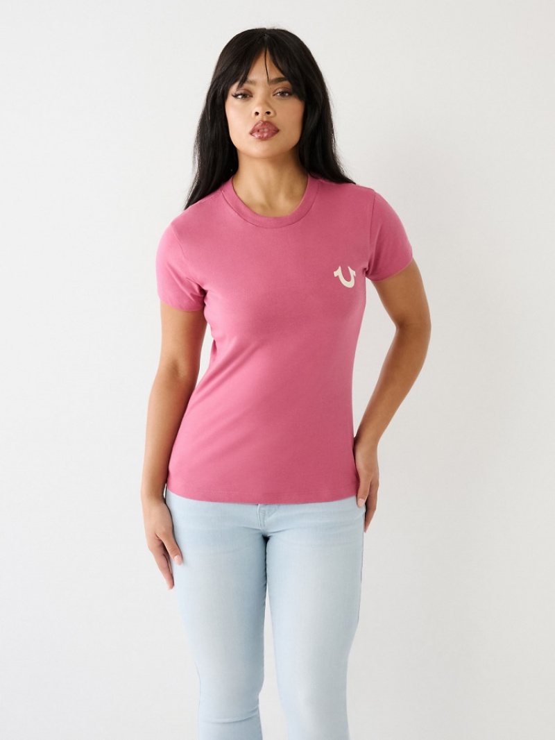 T Shirts True Religion Horseshoe Logo Femme Kaki | JXL-50977351