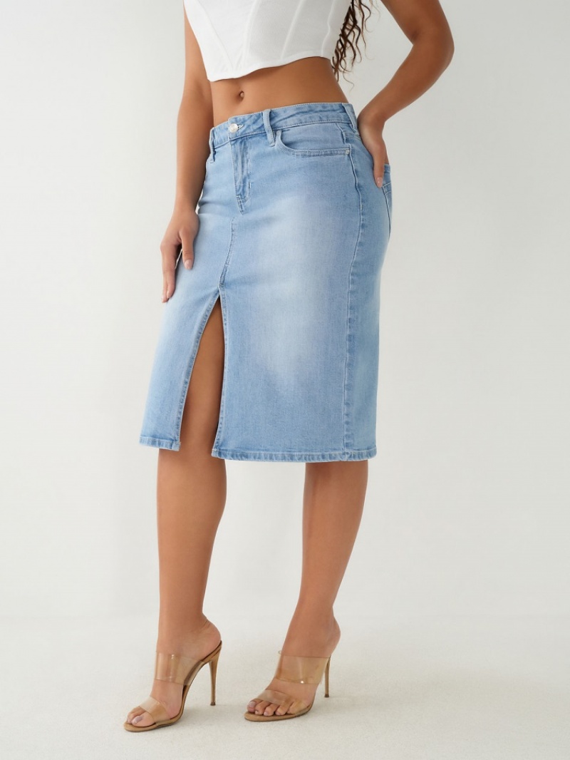 Jupes True Religion Midi Denim Femme Bleu | QOG-04042573