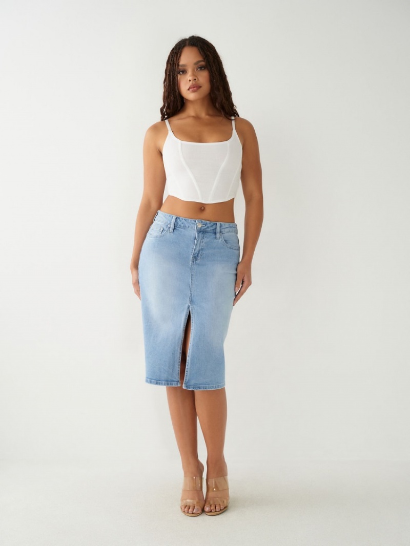 Jupes True Religion Midi Denim Femme Bleu | QOG-04042573