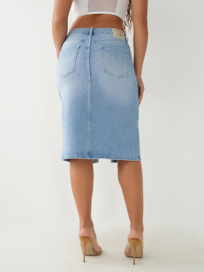 Jupes True Religion Midi Denim Femme Bleu | QOG-04042573