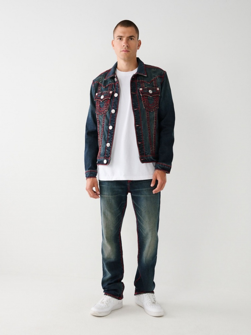 Big T & Super T Stitch True Religion Ricky Rope Stitch Droit Jean Homme Kaki | TQY-48363086