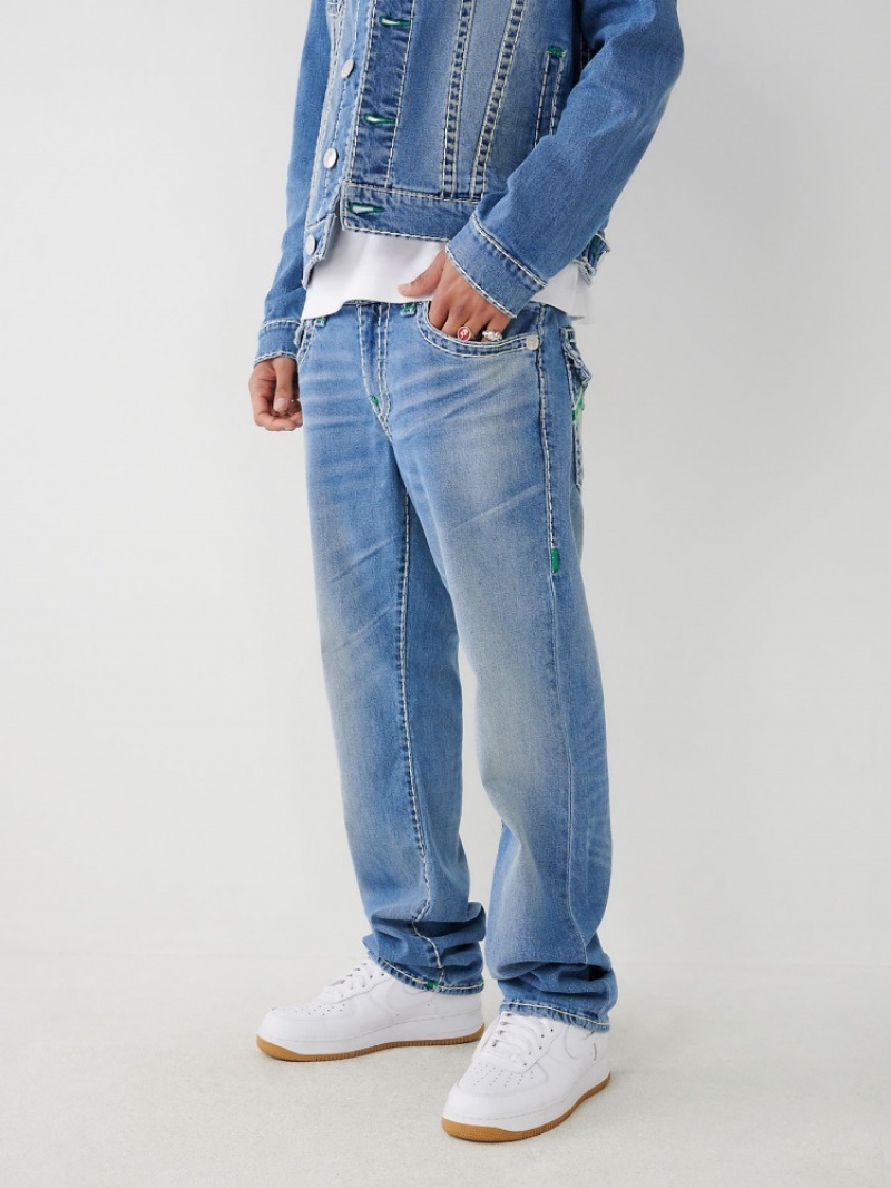 Big T & Super T Stitch True Religion Ricky Double Raised Hs Super T Droit Jean Homme Bleu | KZO-46562163