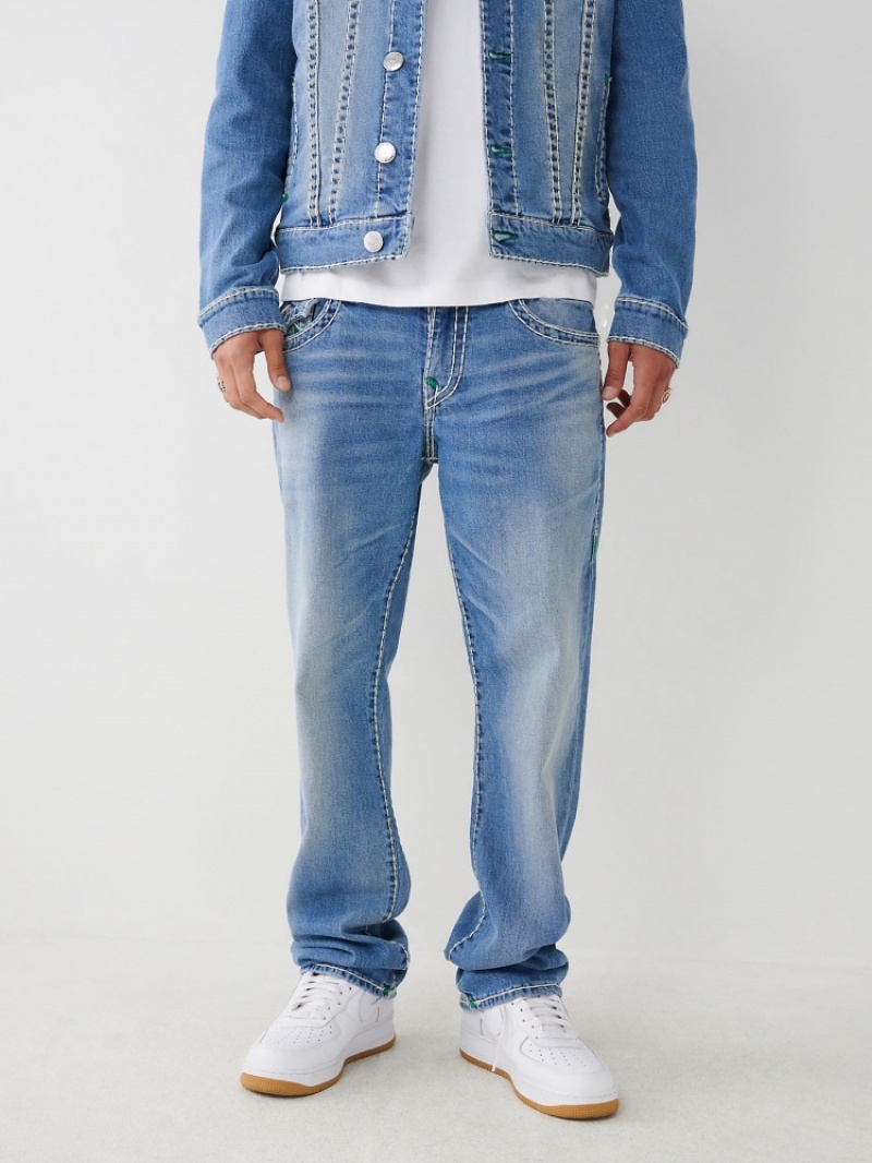 Big T & Super T Stitch True Religion Ricky Double Raised Hs Super T Droit Jean Homme Bleu | KZO-46562163