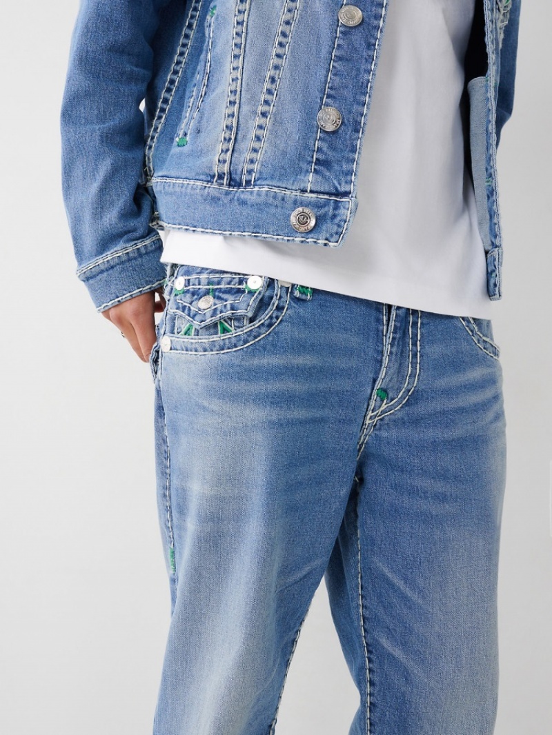 Big T & Super T Stitch True Religion Ricky Double Raised Hs Super T Droit Jean Homme Bleu | KZO-46562163