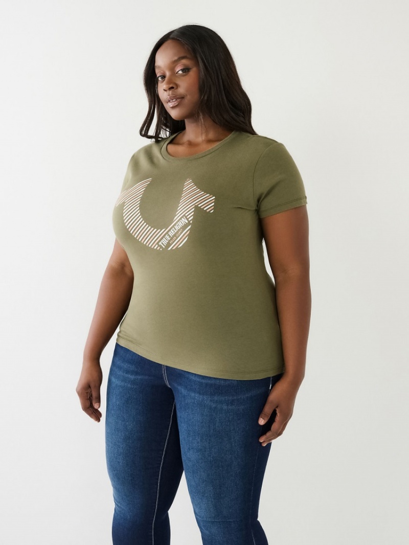 T Shirts True Religion Horseshoe Logo Femme Beige | MXS-51203113