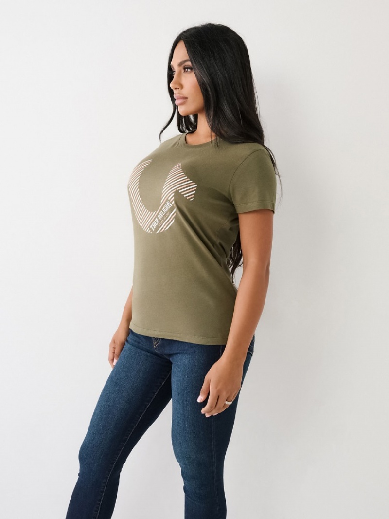 T Shirts True Religion Horseshoe Logo Femme Beige | MXS-51203113