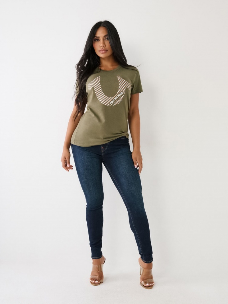 T Shirts True Religion Horseshoe Logo Femme Beige | MXS-51203113