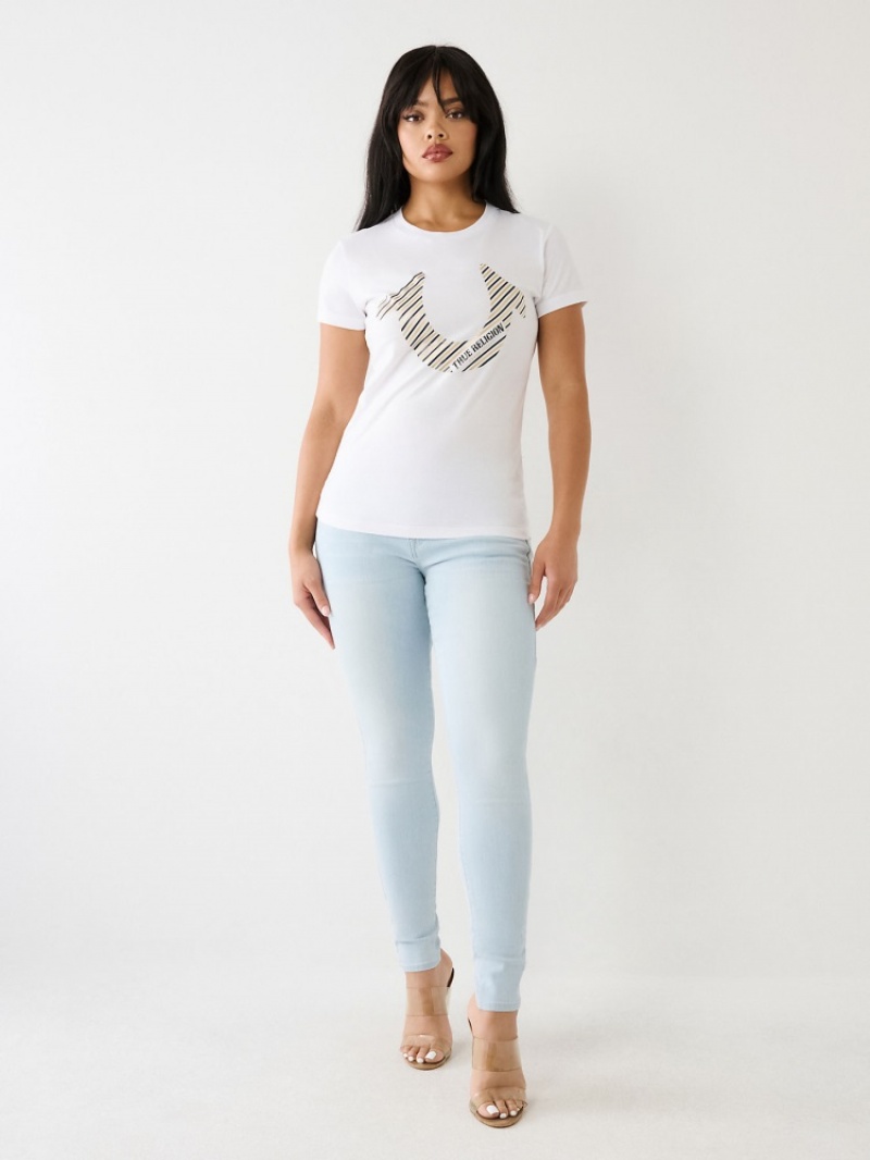 T Shirts True Religion Horseshoe Logo Femme Bleu | RXM-43043018