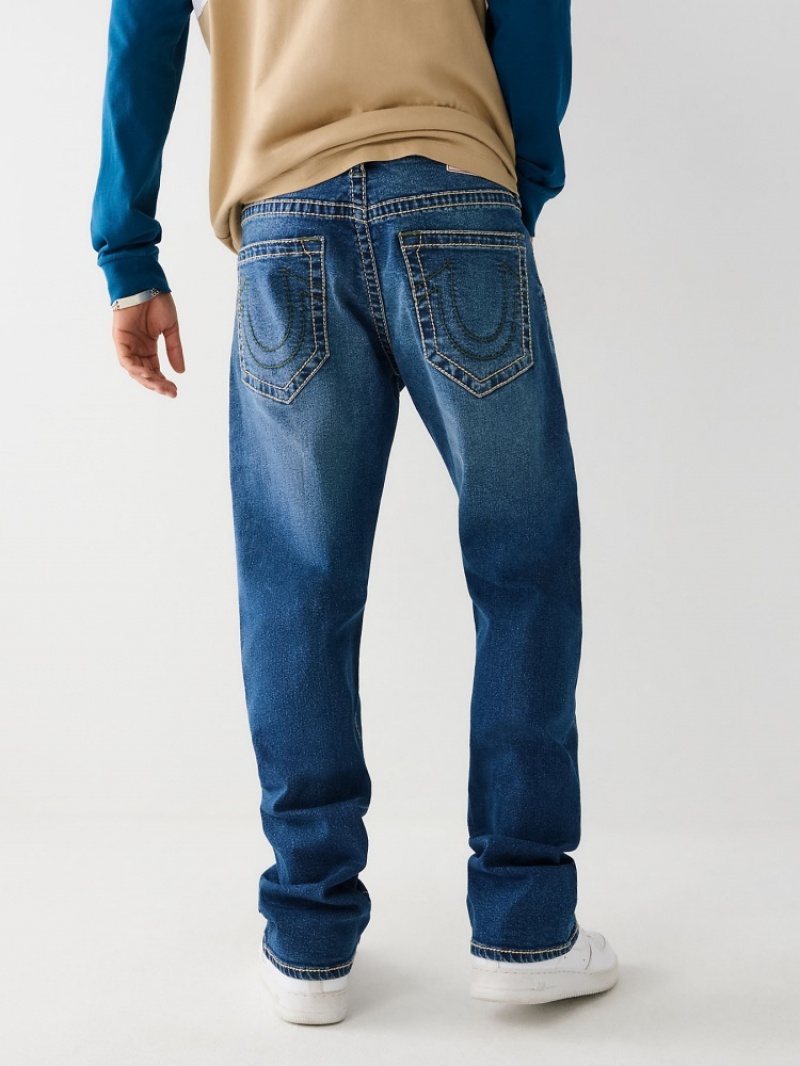 Big T & Super T Stitch True Religion Ricky Big T Stitch Droit Jean Homme Bleu | RBU-06110301