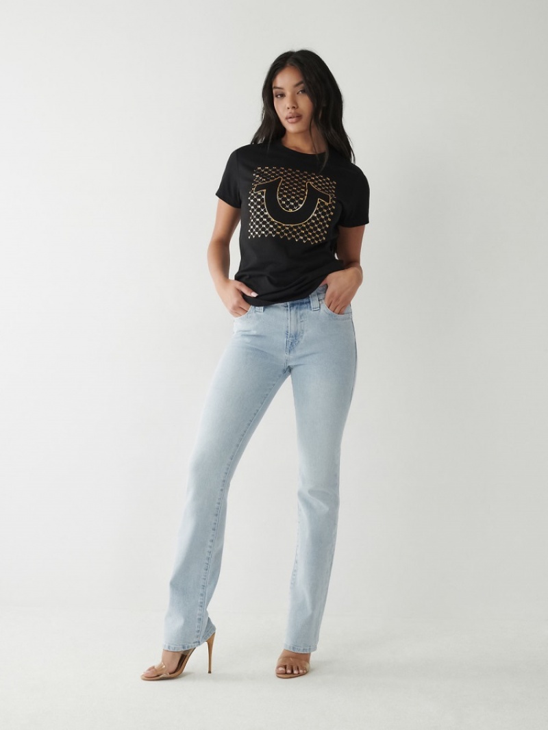 T Shirts True Religion Horseshoe Logo Femme Bleu | JQL-50663168