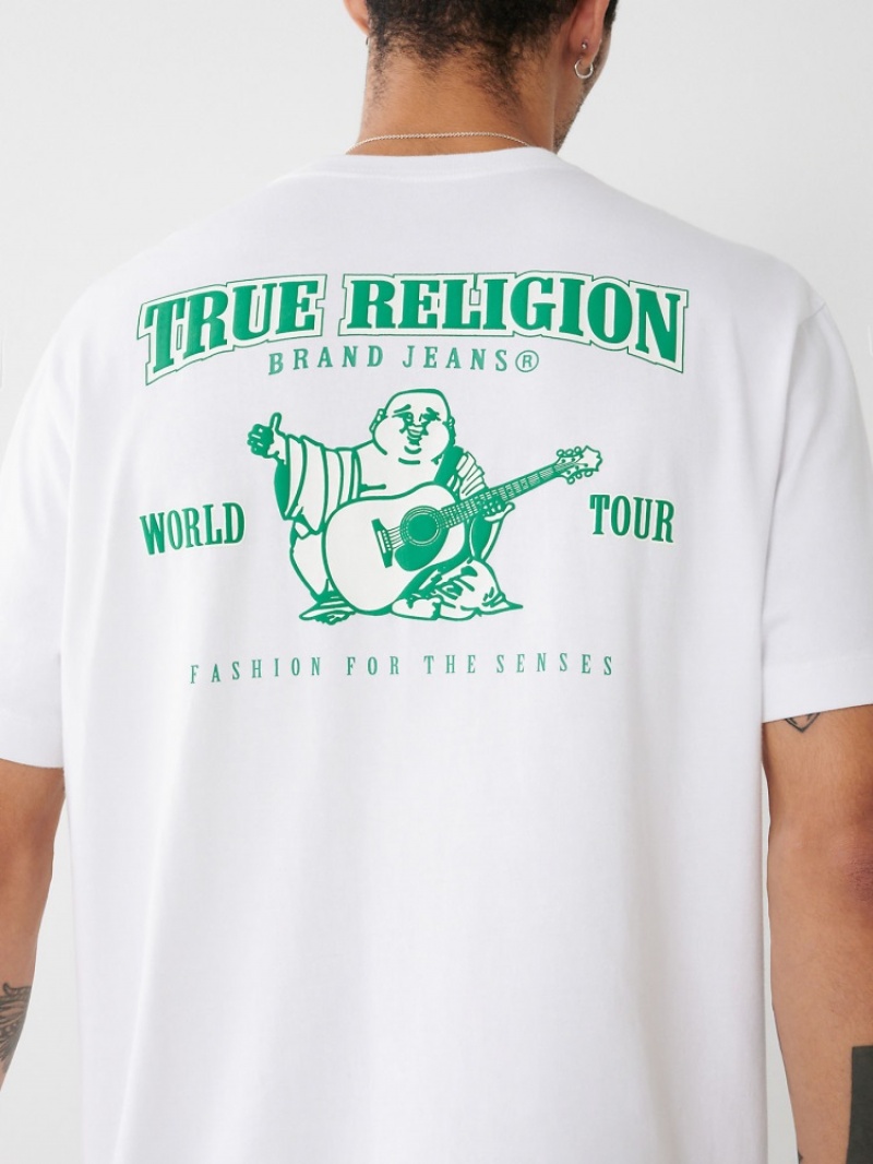 T Shirts True Religion Buddha Heritage Relaxed Homme Blanche Bleu | USK-92486346