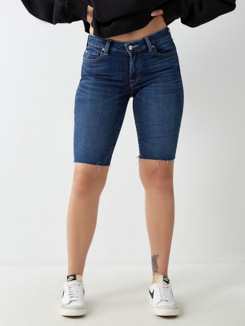 Short True Religion Riley Knee Femme Bleu | DOZ-55168875