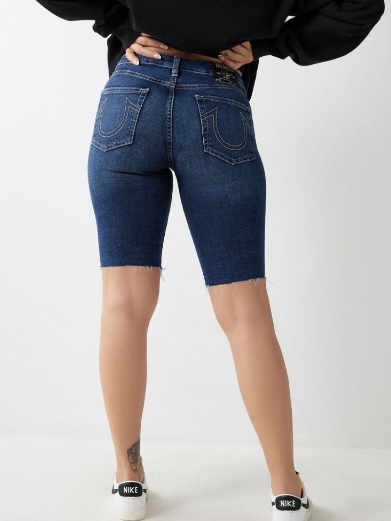 Short True Religion Riley Knee Femme Bleu | DOZ-55168875